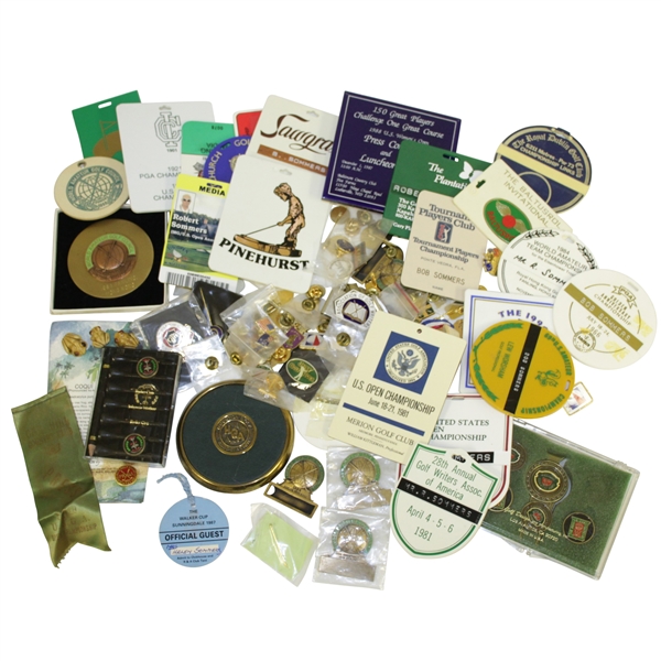 Assorted Bag Tags, Pins & Media Credentials Lot