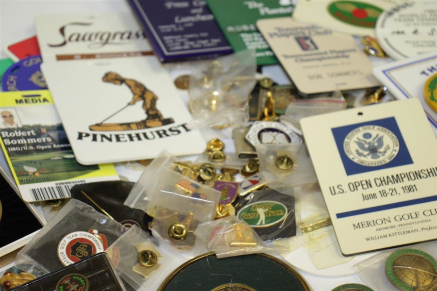 Assorted Bag Tags, Pins & Media Credentials Lot