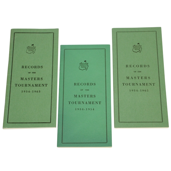 Augusta National Golf Club Masters Tournament Record Books from 1964, 1955 & 1966