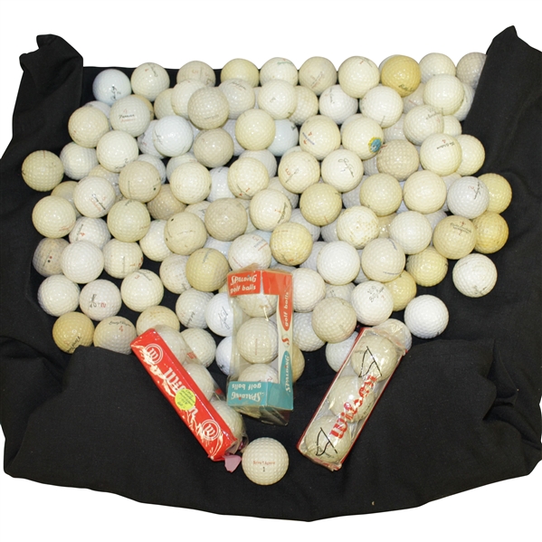 Collection of Signature Golf Balls of 133 including Mesh Ball of Johnny Farrell