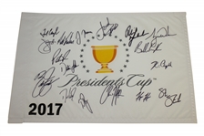2017 Presidents Cup US Team Signed Flag w/ Woods, Koepka, Mickelson, Spieth & Others JSA ALOA