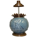 Circa 1920's Rookwood Pottery Sports Themed Cigarette Dispenser Caddy