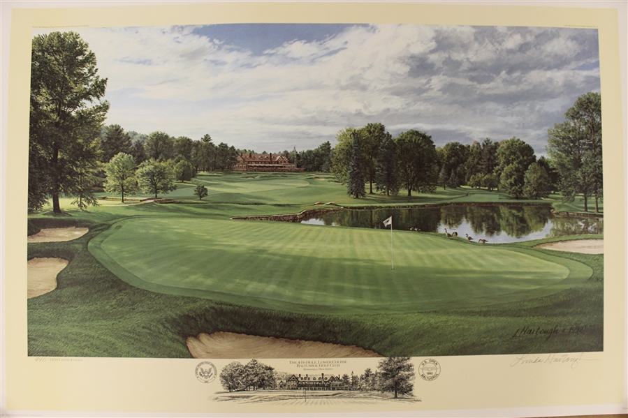 1993 Ltd Ed US Open at Baltusrol 4th Hole Print Signed by Artist Linda Hartough 440/1250 with COA