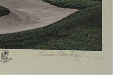 1996 Ltd Ed US Open at Oakland Hills 16th Hole Print Signed by Artist Linda Hartough 754/850 with COA