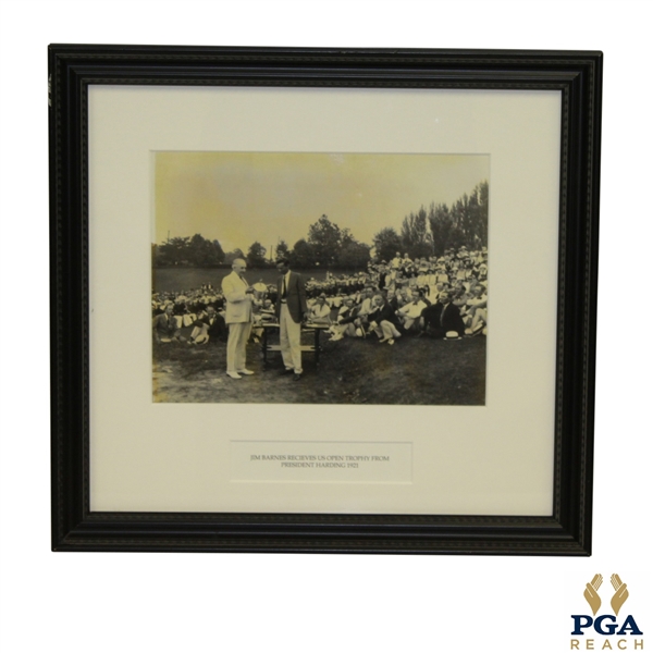 1921 US Open Trophy Presentation at Columbia Country Club to Champion Jim Barnes by President Harding Framed - Original