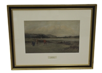 "The Putting Green" Hand Colored Print by Douglas Adams - Published 1894