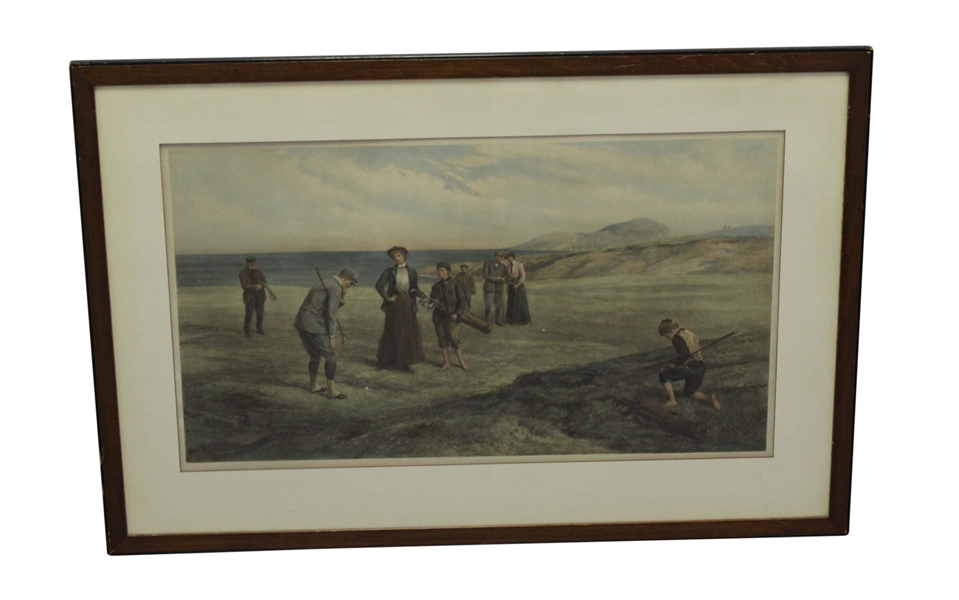 Mixed Foursome Depiction by Heywood Hardy 1900 - Colored Engraving