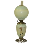 Golf Themed Painted Vintage Glass Table Lamp