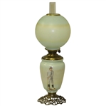 Golf Themed Painted Vintage Glass Table Lamp