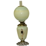 Golf Themed Painted Vintage Glass Table Lamp