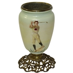 Golf Themed Painted Vintage Glass Table Lamp