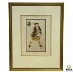 1705 Golfer Print Circa 1955 - Hand-Colored Aqua Tint On Off-White Wove Paper By Frederick Richards