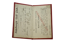 1897 Aldeburgh Golf Club Signed Member's Season Ticket Booklet w/ Foldout of Dates of Importance