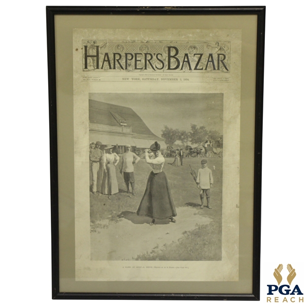 1894 Harpers Bazar Publication Featuring AB Frosts Depiction of Lady Golfer on Cover