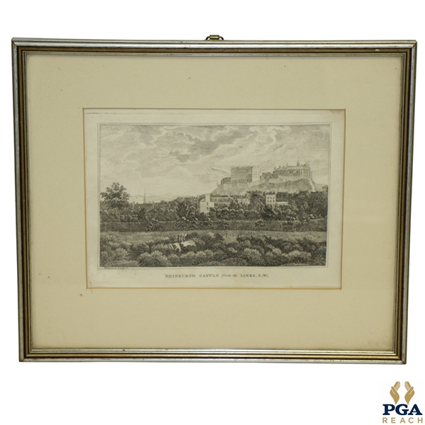 Edinburgh Castle from the Links SW Engraving by Robertson Sculpeit