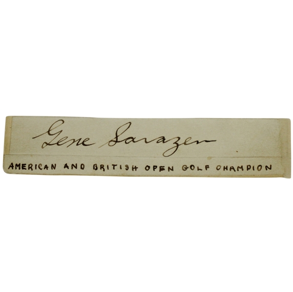 Gene Sarazen Fountain Pen Signature w/ "American and British Open Golf Champion" JSA ALOA