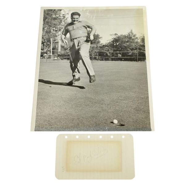 Ed Porky Oliver Signed Album Page with Humorous Putting Wire Photo JSA ALOA