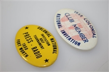 1950 & 1952 Colonial Invitational Golf Tournament Badges - Snead & Hogan Victories
