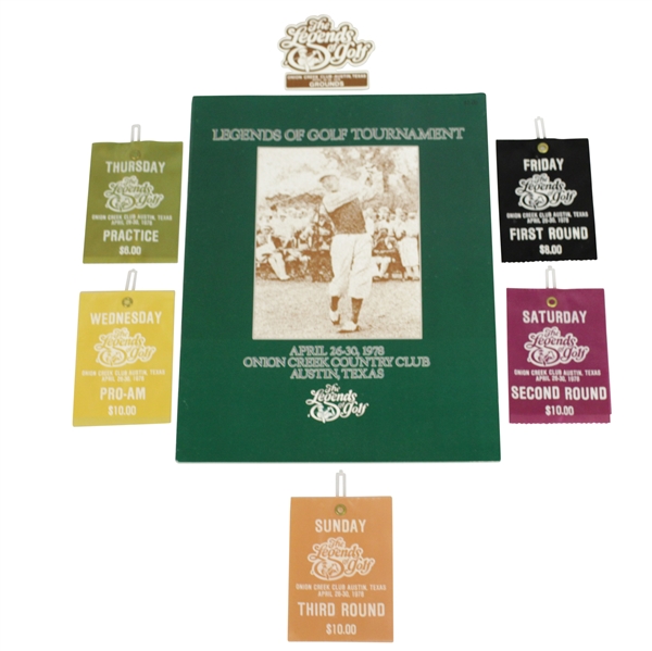 1978 Legends of Golf Tournament Program with Grounds Badge & Five Day Tickets
