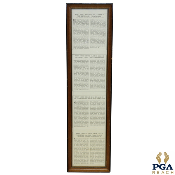 Bobby Jones Grand Slam of Golf - Tournament Synopses Framed Presentation