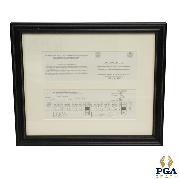 1999 US Open Payne Stewart Replica Final Rd Scorecard Presentation-Marked by Mickelson