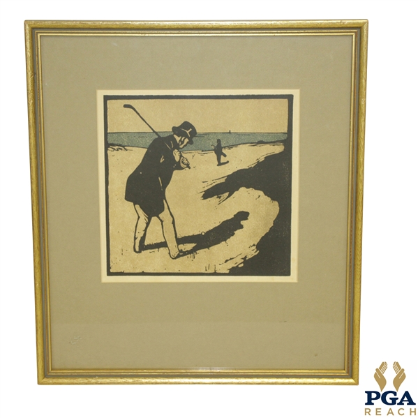Golfer in Sandtrap Print Circa Early 1900s