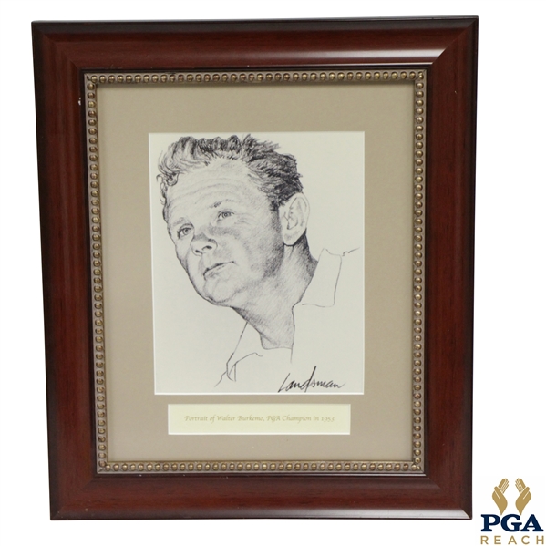 Charcoal On Paper Portrait of 1953 PGA Champion Walter Burkemo by Landsman