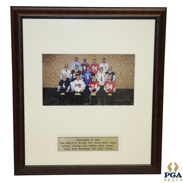 2004 US Ryder Cup Team Photo In College Jerseys w/ Tiger Woods, Phil Mickelson & Others