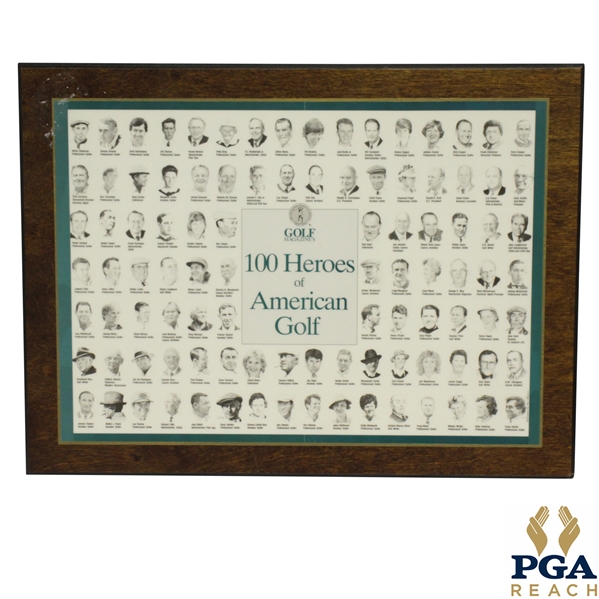 100 Heroes of American Golf Framed Lithograph Plaque