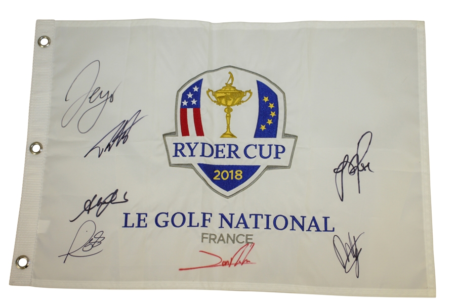2018 Ryder Cup Flag Signed by Members of European Team JSA ALOA