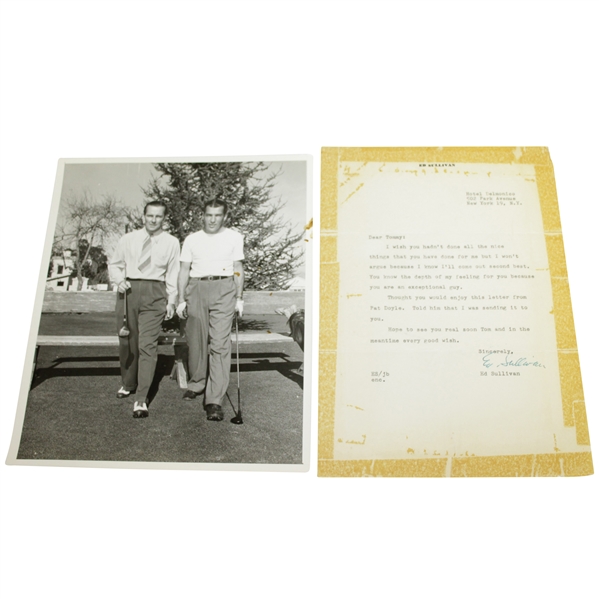 Ed Sullivan Signed Letter & Wire Photo of Entertainer Playing Golf JSA ALOA