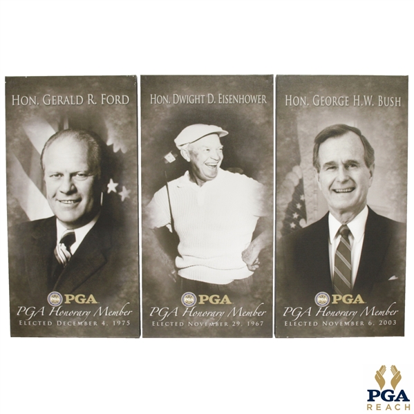 Dwight D. Eisenhower, George H.W. Bush & Gerald Ford PGA Honorary Member Canvases