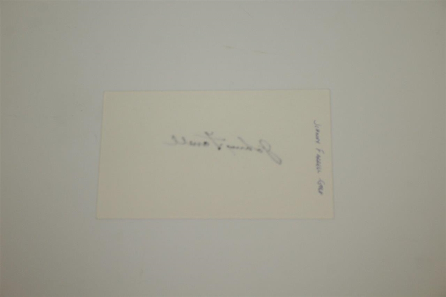 Johnny Farrell Signed 3x5 Card- 1928 U.S. Open Champ JSA ALOA