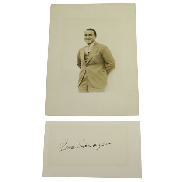 Gene Sarazen Signed 3x5 Card with Original 1929 Wire Photo JSA ALOA