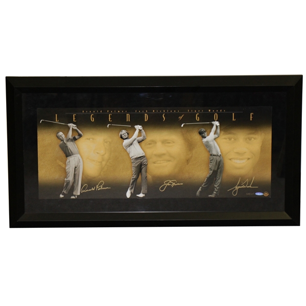 Arnold Palmer, Jack Nicklaus, & Tiger Woods Triple Signed Ltd Ed Legends of Golf Print UDA 238/250