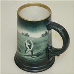 Lenox Gold Rimmed Green Golf Scene Stein - Great Condition