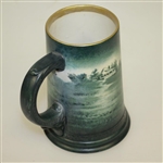 Lenox Gold Rimmed Green Golf Scene Stein - Great Condition