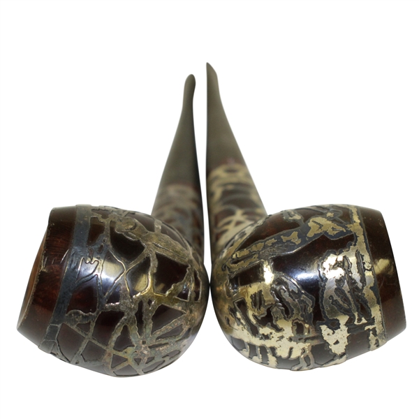 Two Vintage Sterling Silver Inlay Tobacco Pipes - Good Condition