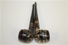 Two Vintage Sterling Silver Inlay Tobacco Pipes - Good Condition