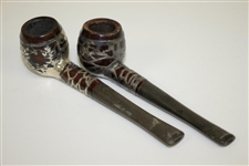 Two Vintage Sterling Silver Inlay Tobacco Pipes - Good Condition
