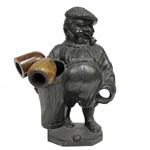 Classic Peter Putter White Metal Coal Golfer with Pipe Holding Golf Bag