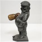 Classic Peter Putter White Metal Coal Golfer with Pipe Holding Golf Bag