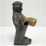 Classic Peter Putter White Metal Coal Golfer with Pipe Holding Golf Bag
