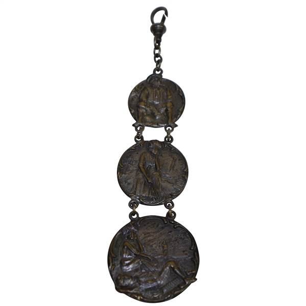 Classic Golf Themed Three Tiered Linked Medallions - Boy Golfer, Girl Golfer, & Pair