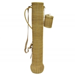 Vintage Wicker Golf Bag with Ball Basket & Straps - Excellent Condition