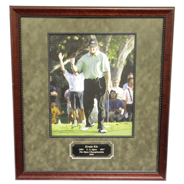Ernie Els Signed Photo Display with 3 Major Victories Plate - Framed JSA ALOA