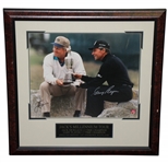 Jack Nicklaus & Gary Player Signed Swilken Bridge with Claret Jug Photo - Framed JSA ALOA