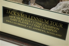 Jack Nicklaus & Gary Player Signed Swilken Bridge with Claret Jug Photo - Framed JSA ALOA