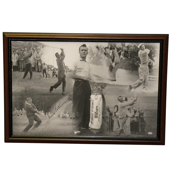 Arnold Palmer Signed Deluxe Canvas Photo Collage Display - Large Signature! PSA/DNA #AB03444