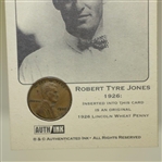 Robert Tyre Jones 1926 Lincoln Wheat Penny Card